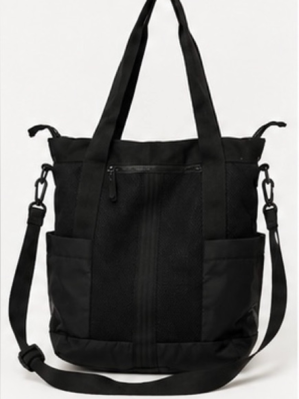 adidas Convertible Tote Crossbody Gym Travel Bag Black Mesh Zip Utility Tote - Picture 2 of 9